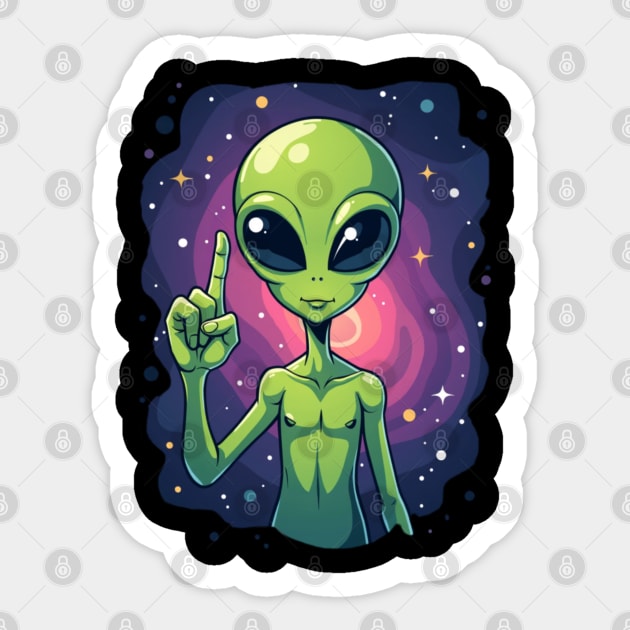 Cosmic Command: The Pointing Alien Sticker by Steve